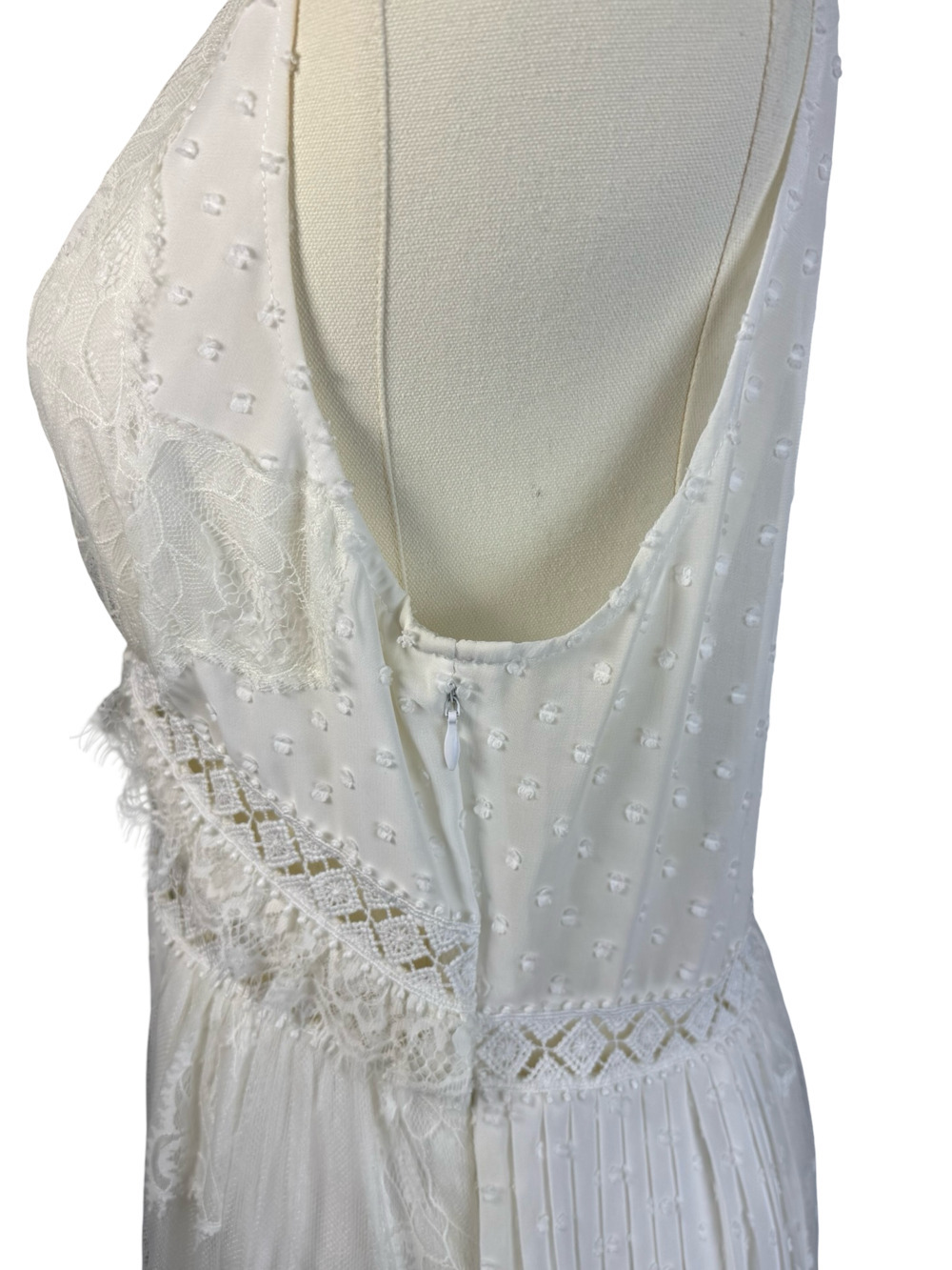 Foxiedox Babette Sleeveless Lace Insert Pleated Mini Dress - Picture 7 of 10